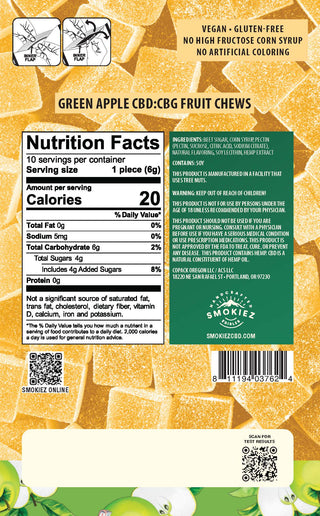 CBD:CBG 2.5:1 Gummies - Green Apple