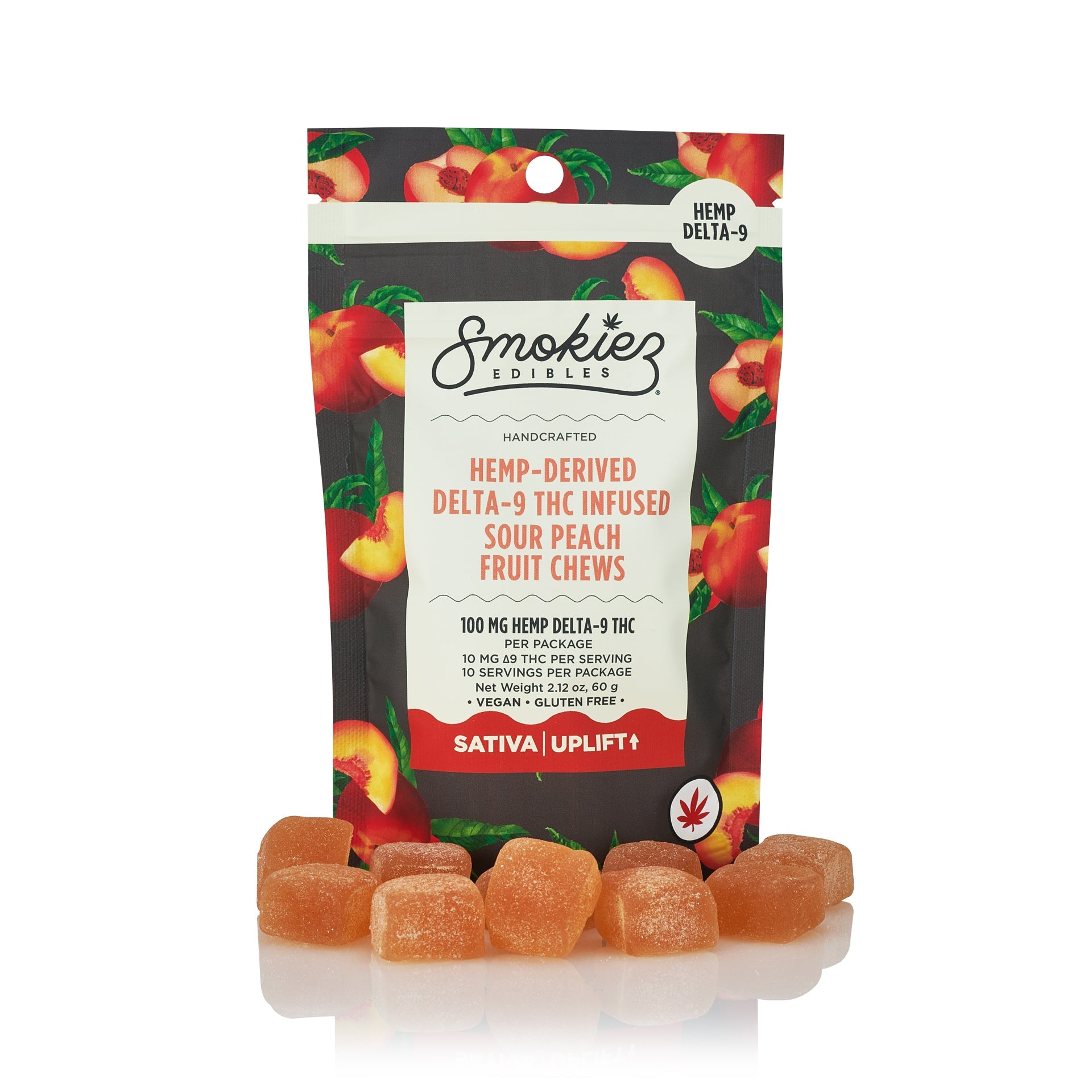 Sour Peach 10pk 100mg Hemp Delta-9 Gummies